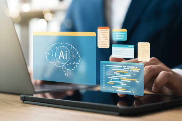 An image of a computer and Ipad with artificial intelligence. 